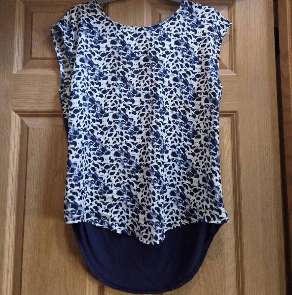 Pixley Navy and White Patterned Blouse